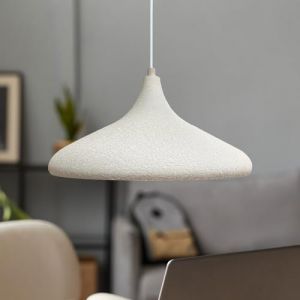 Bamyum - Lampe Suspendue Simple en Blanc – Lustre Vintage E27 Ø35 cm pour Salon, Chambre ou Salle à Manger
