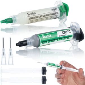 Kit de soudure Flux 338 + Etain Liquide 138°C +2x piston 2x aiguille