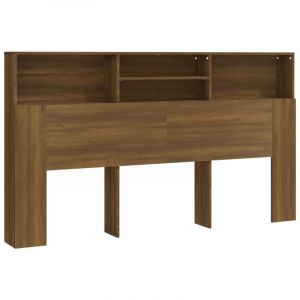 Décoshop26 Tête de lit avec rangement accessoire de lit table de chevet étagère 180 x 19 x 103,5 cm mdf marron TDL0200059