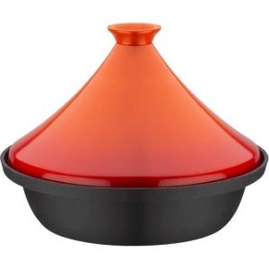 GSW - Tajine fonte massive 30 x 22 cm - Couvercle céramique - Induction - Orange
