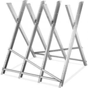 Relaxdays Chevalet de sciage, Pliable, Charge maximale 150 kg, Acier, HLP 82 x 83 x 80 cm, pour Couper Le Bois, argenté