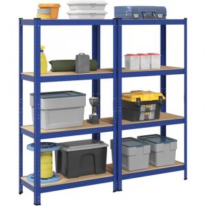 VidaXL Tag&egrave;res de rangement &agrave; 4 niveaux 2 pcs acier bois d'ing&eacute;nierie