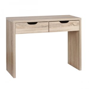 Image de Pegane Console 2 tiroirs Andy couleur bois naturel chêne clair, H89 x P39 x L100 cm