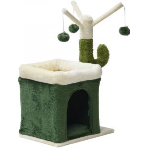 Image de Fudajo - Arbre à chat Forme de cactus Arbre d'escalade de Grattage 70cm avec 4mm de Sisal Maison Hamac - grün