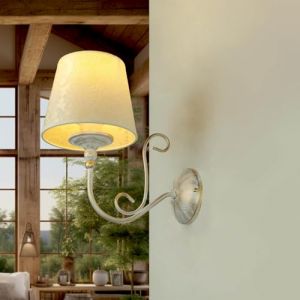 Applique murale shabby motif baroque ganara - Shabby or, écru brillant
