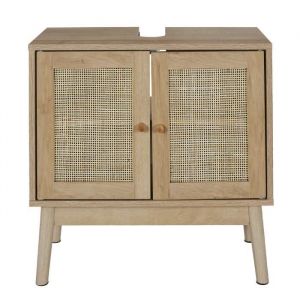 The Home Deco Factory - Meuble sous vasque 2 portes Bali en cannage - Marron - Bali