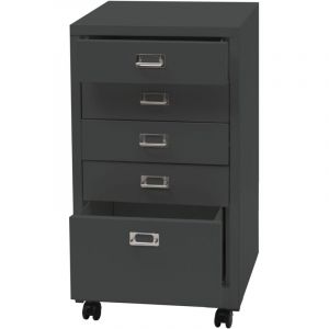 Décoshop26 Caisson à tiroirs meuble de bureau 75 x 40 x 41 cm 5 tiroirs en métal gris foncé 040008270