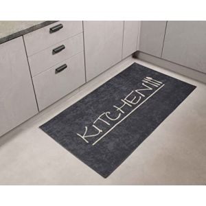 Nazar Tapis de cuisine anthracite motif kitchen 80x150