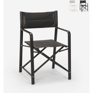 Image de Beach and Garden Design Chaise pliante directeur textilène aluminium jardin plage mer Ciak - couleur:Noir