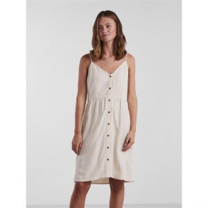 Pieces Robe Beige Femme Linen Slip Dress
