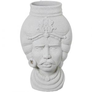 Alexandra House Living Vase Blanc c&eacute;ramique Africaine 21 x 21 x 39 cm