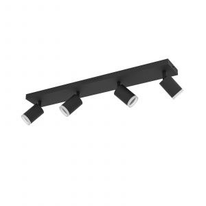 Eglo Connect.z lampe LED plafond Melitello-Z, 4 spots, ZigBee, Matter, app et commande vocale Alexa, blanc chaud-froid, RGB, dimmable, noir