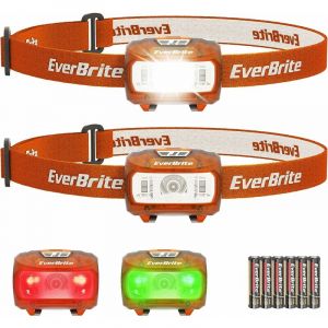 Lampe Frontale avec 3 Lumières Blanche, Rouge et Verte, 300 lm, 5 Modes d'Eclairage, Torche Frontale Réglable pour Pêche, Camping, Lecture,