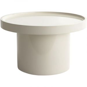 Oviala Table basse ronde 50 cm en MDF effet laqu&eacute; blanc