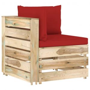 VidaXL Canapé d'angle sectionnel avec coussins Bois imprégné de vert Rouge