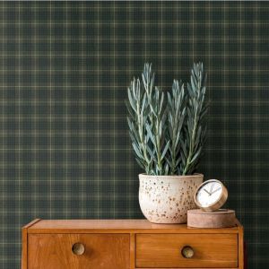 A.S. Creation Architects Paper Art of Eden 390643 Papier peint intiss&eacute; &agrave; carreaux Vert et noir 10,05 m x 0,53 m Fabriqu&eacute; en Allemagne