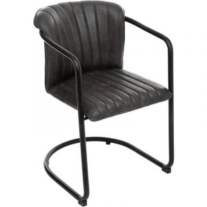 Image de Atmosphera Fauteuil Cuir Dario Noir