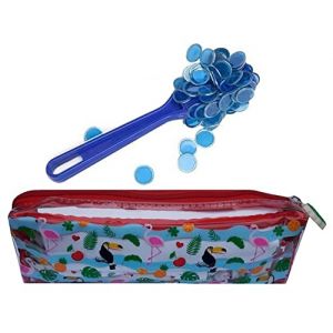 Kit loto magnetique bleu 3 en 1 Trousse Bingo Baton ramasse jetons pions loto Nouveau Design Accessoires Jeu