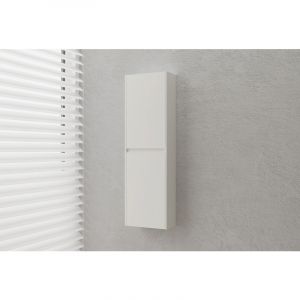 Bernstein Colonne de rangement salle de bain mural design pr&eacute;-assembl&eacute; en mdf laqu&eacute; avec 2 portes - 100x30x15cm - tlb - Couleur au choix Blanc mat