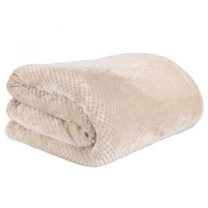 Linnea Plaid xxl nid d'abeille et sherpa collection alexian 180x220 cm beige