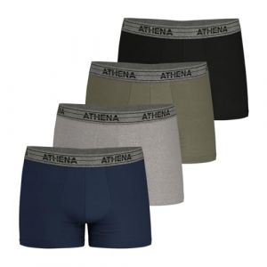 Athena Lot de 4 Boxers Homme Ecopack Marine/Chin&eacute; Gris/Kaki/Noir XXL