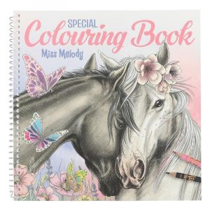Depesche 12469 Miss Melody-Livre de coloriage spécial, avec 20 Motifs de Chevaux de rêve, à colorier avec des Crayons ou de la Peinture à l'eau Douce, Black