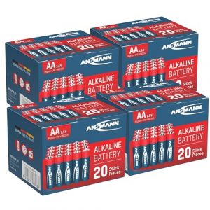 Ansmann Lot de Piles alcalines Mignon AA 1,5V (80 pces) – Piles LR6 idéales pour télécommandes, etc. – Piles alcalines LR6 à Longue conservabilité