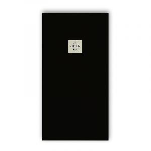 Stano Receveur de douche 100 x 160 cm extra plat PURE en résine surface ardoisée noir Grille inox