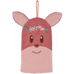 Homea Gant de toilette marionnette faon Rose 20.5x21 cm