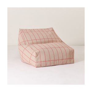 Pouf fauteuil en coton bio à carreaux rose et rouge 74x40x60cm Vibes - Nobodinoz