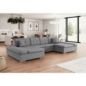 Meublesline Tendencio - Canapé d'angle convertible Alon u gris clair