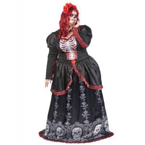 Déguisement Grande Taille Robe Longue Dia De Los Muertos Femme - Taille: Xxl