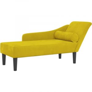 VidaXL Chaise longue avec coussins jaune velours Yellow