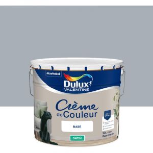 Dulux Valentine Crème de Couleur - Peinture multi-supports intérieure - Satin Gris Angora 10 L