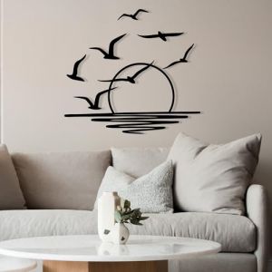 Image de Accessoire mural décoratif élégant en métal noir, 115 x 49 cm, 100% métal, épaisseur 1,2 mm, parfait pour la décoration moderne de la maison et des espaces de bureau
