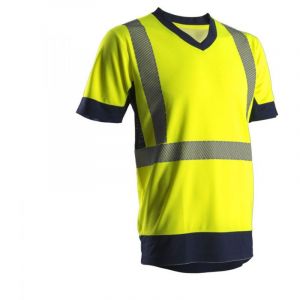 Coverguard T-shirt haute visibilité manches courtes KYRIA 100% polyester Jaune / Marine 3XL