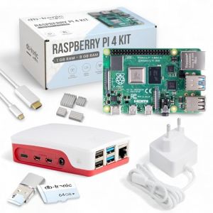 Raspberry Pi 4 2 Go Starter Kit | Alimentation Officielle 15W | Bo&icirc;tier Officiel | Carte m&eacute;moire de 64 Go | C&acirc;ble 4k Micro HDMI | Kit dissipateur Thermique