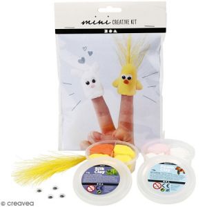 Creotime Kit activité enfant- Modelage Silk Clay - Marionnettes à doigts - 2 Pcs