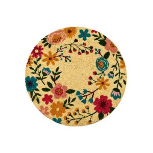 Image de Wadiga Paillasson Rond Coco Multicolore Fleurs - diamètre 60cm