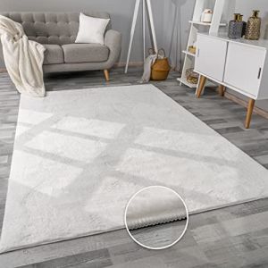 Tapis De Salon Fausse Fourrure Peluche Tapis Shaggy Long Lavable Divers Couleurs 60x90 cm, Blanc - Paco Home
