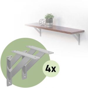 Image de 8x Equerres Etagere mural support d'angle en aluminium argent