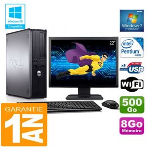 Dell Pc 780 dt intel e5300 ram 8go disque 500 go wifi w7 ecran 22'