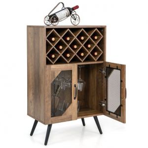 Coast Vintage Wine Cabinet avec casier à vin amovible et porte-verres intégrés Bar Cabinet en bois Sideboard 59.5 x 33.5 x 93.5 cm
