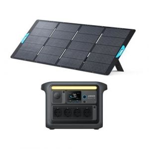 Anker Kit SOLIX C1000X Station électrique portable avec Panneau Solaire 400W, générateur solaire 4*AC 1800W