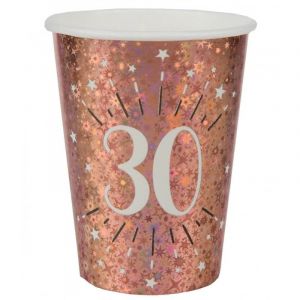 Santex Gobelet anniversaire 30 ans rose gold élégant (x10) REF/7349 Matière carton