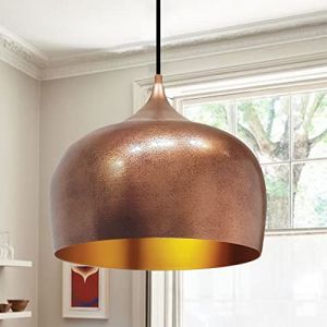 Suspension Industrielle en Métal Cuivré Peint à la Main – Lustre Vintage E27 Ø41 cm pour Salon, Chambre ou Salle à Manger