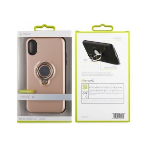 Muvit Accessoires Magnetic Ring Case Iphone Xs/x One Size Pink / Gold - Pink / Gold - Taille One Size