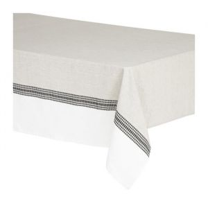 Atmosphera Nappe en coton bicolore Beige Lin et Blanc 150 x 250 cm Gris