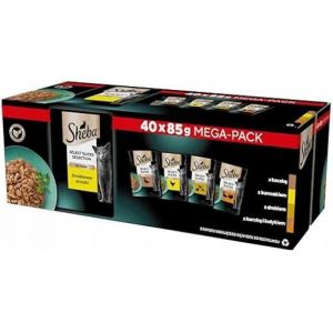 Sheba Nourriture humide pour chat - Sélection de Slices en Sauce - Volaille - 40 x 85 g - Sans additifs