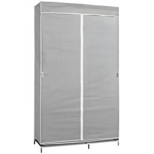 Armoire double en tissu avec rideaux coulissants blanc/gris 90x43x168cm 7house Gris/Blanc